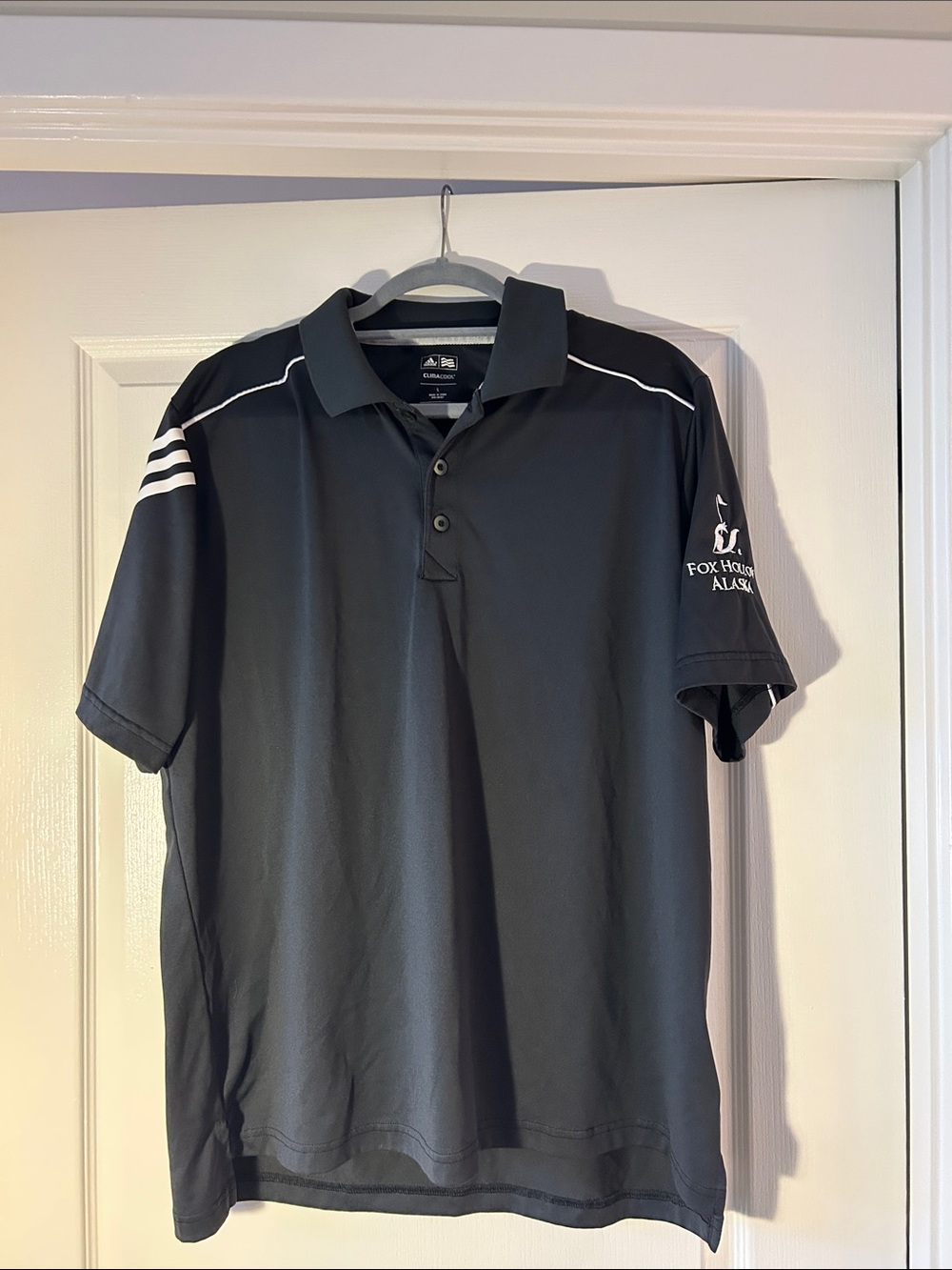 adidas Men's Black Polo with White Piping